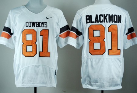 Oklahoma State Cowboys #81 Justin Blackmon White Pro Combat Jersey 