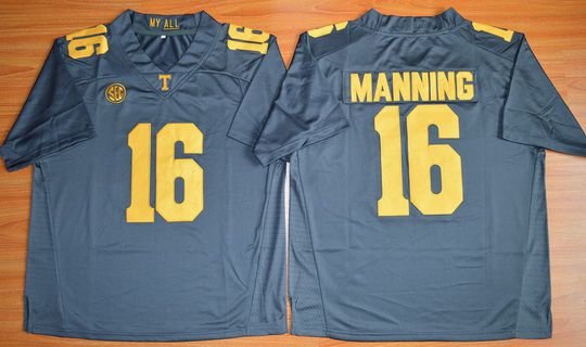 Men's Tennessee Volunteers #16 Peyton Manning Gray 2015 College Football Jersey