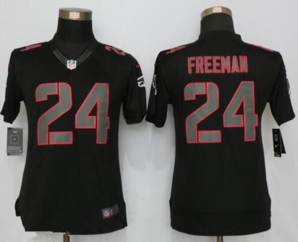 Women's Atlanta Falcons #24 Devonta Freeman Black Impact Stitched NFL Nike Limited Jersey