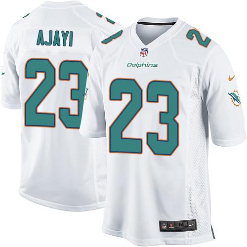 Youth Nike Miami Dolphins #23 Jay Ajayi White  Stitched NFL Elite Jersey