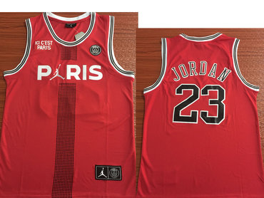 Paris Saint-Germain #23 Michael Jordan Red Jordan Fashion Jersey