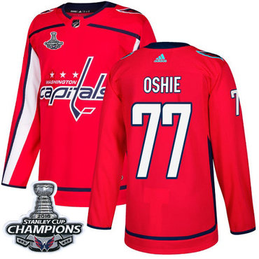 Adidas Washington Capitals #77 T.J Oshie Red Home Authentic Stanley Cup Final Champions Stitched NHL Jersey