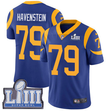 Men's Los Angeles Rams #79 Rob Havenstein Royal Blue Nike NFL Alternate Vapor Untouchable Super Bowl LIII Bound Limited Jersey