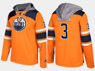 Adidas Edmonton Oilers 3 Al Hamilton Orange Name And Number Hoodie