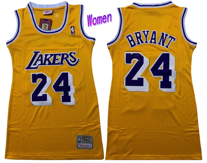 Women's Los Angeles Lakers #24 Kobe Bryant Yellow Hardwood Classics Soul Swingman Throwback Jersey Dress