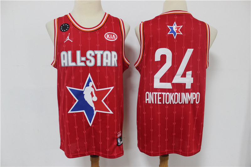 Men's Milwaukee Bucks #24 Giannis Antetokounmpo Red Jordan Brand 2020 All-Star Game Swingman Stitched NBA Jersey
