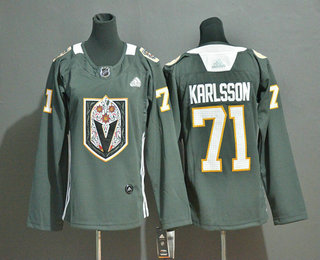 Women's Vegas Golden Knights #71 William Karlsson Gray Dia De Los Muertos Adidas Jersey