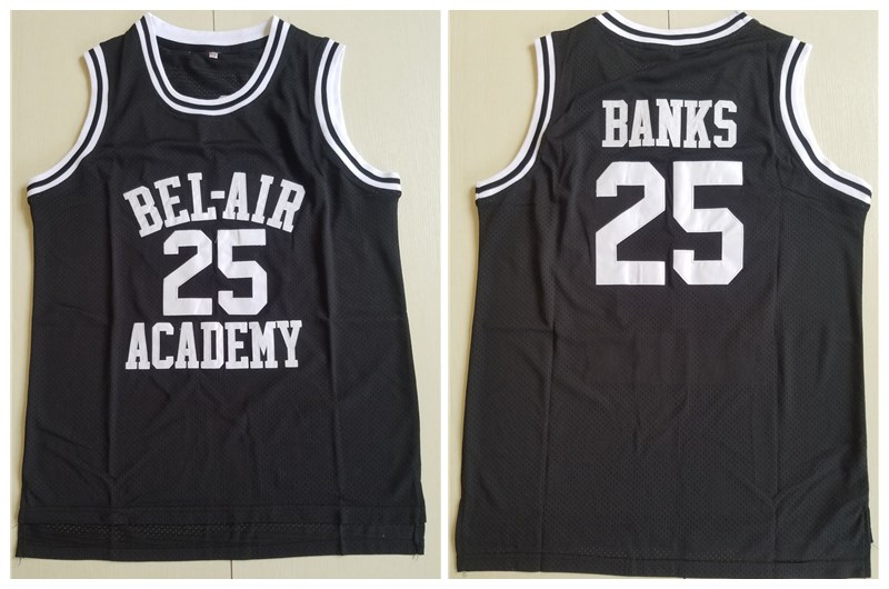 Men's The Movie Bel Air Academy #25 Banks Black Swingman Basketball Jersey