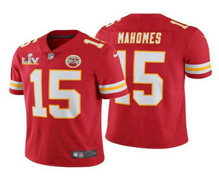 Men's Kansas City Chiefs #15 Patrick Mahomes Red 2021 Super Bowl LV Vapor Untouchable Stitched Nike Limited NFL Jersey