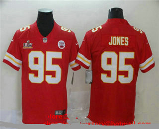 Men's Kansas City Chiefs #95 Chris Jones Red 2021 Super Bowl LV Vapor Untouchable Stitched Nike Limited NFL Jersey