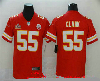 Men's Kansas City Chiefs #55 Frank Clark Red 2021 Super Bowl LV Vapor Untouchable Stitched Nike Limited NFL Jersey