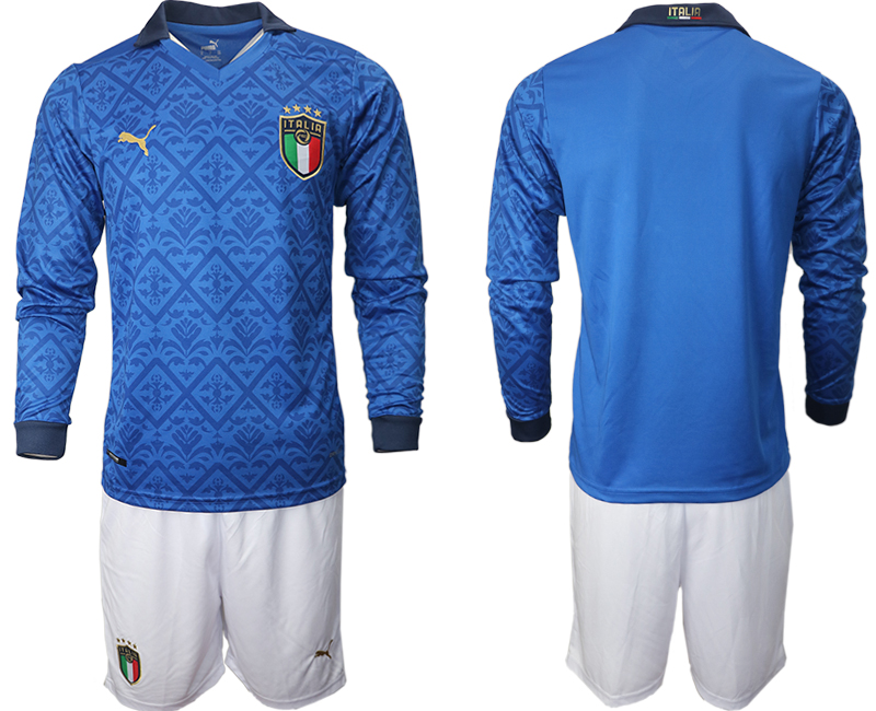 Men 2021 European Cup Italy home Long sleeve blank soccer jerseys