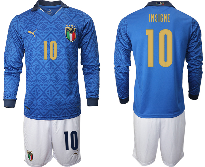 Men 2021 European Cup Italy home Long sleeve 10 Insigne soccer jerseys
