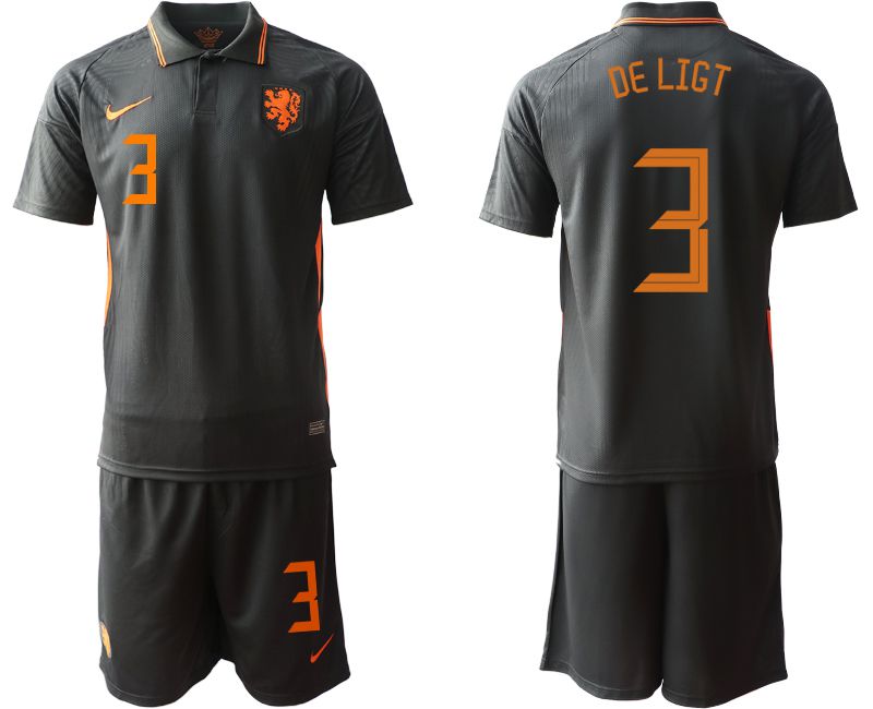 Men 2020-2021 European Cup Netherlands away black 3 Nike Soccer Jersey