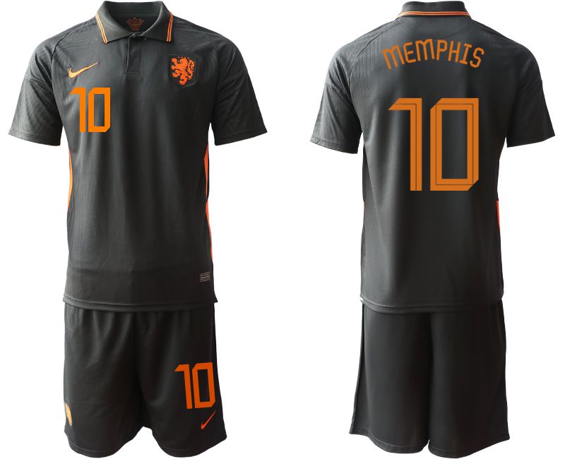 Men 2020-2021 European Cup Netherlands away black 10 Nike Soccer Jersey