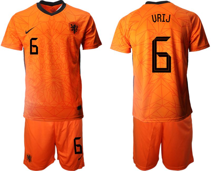 Men 2020-2021 European Cup Netherlands home orange 6 Nike Soccer Jersey