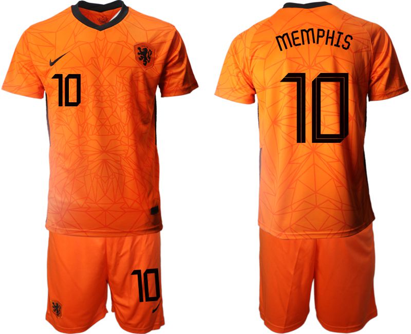 Men 2020-2021 European Cup Netherlands home orange 10 Nike Soccer Jersey