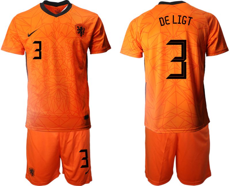 Men 2020-2021 European Cup Netherlands home orange 3 Nike Soccer Jersey