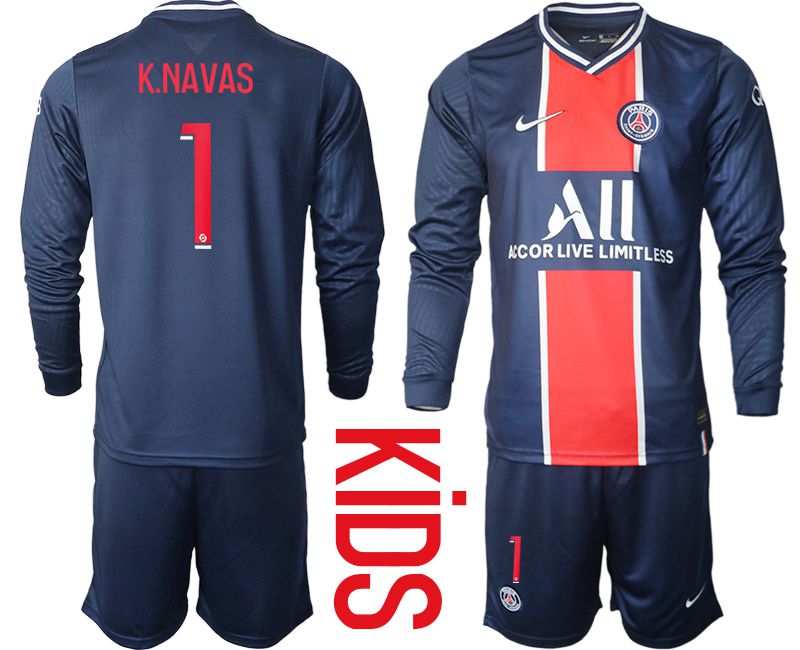 Youth 2020-2021 club Paris St German home long sleeve 1 blue Soccer Jerseys