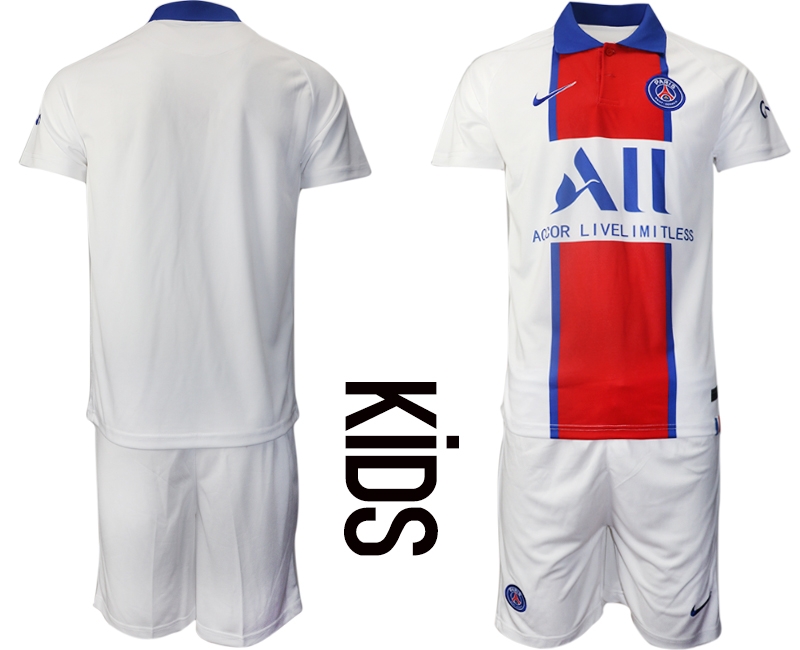 Youth 2020-2021 club Paris St German away blank white Soccer Jerseys