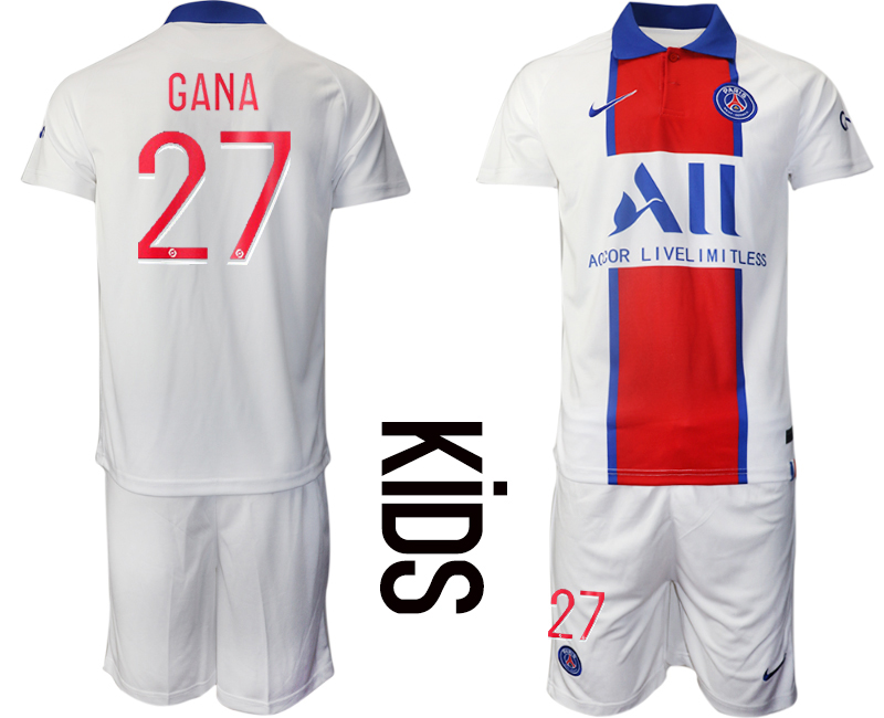 Youth 2020-2021 club Paris St German away 27 white Soccer Jerseys