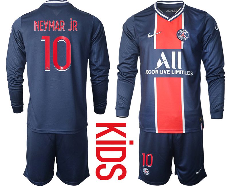 Youth 2020-2021 club Paris St German home long sleeve 10 blue Soccer Jerseys