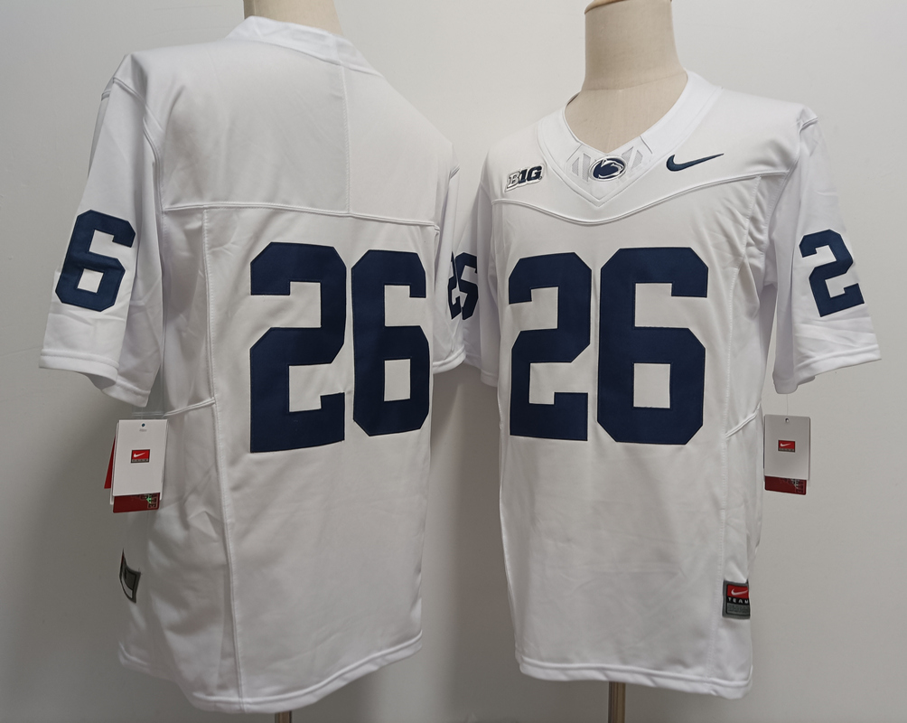 Men's Penn State Nittany Lions #26 Saquon Barkley Without Name White FUSE College Football Jersey