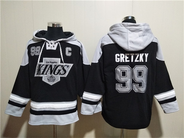 Men's Los Angeles Kings #99 Wayne Gretzky Black Ageless Must-Have Lace-Up Pullover Hoodie