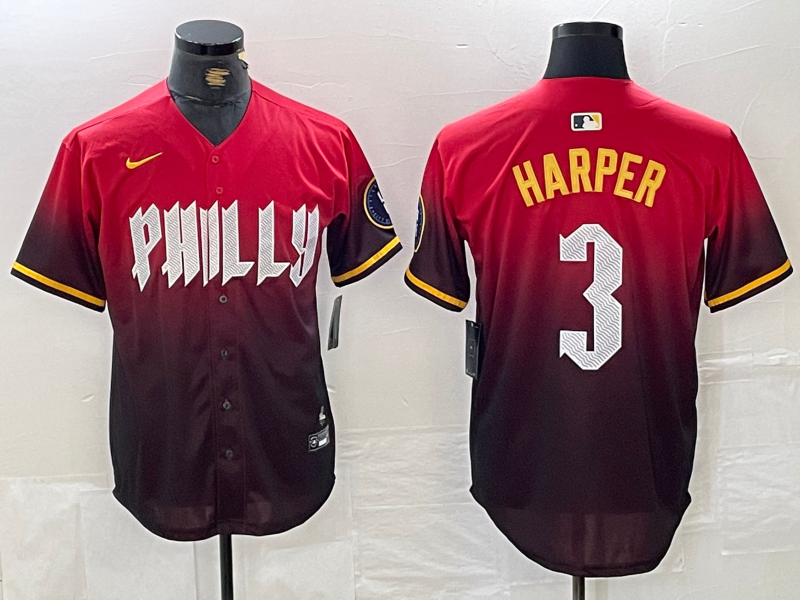 Men's Philadelphia Phillies #3 Bryce Harper Red 2024 City Cool Base Jersey