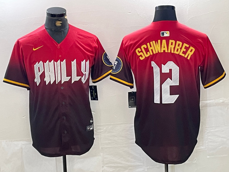 Men's Philadelphia Phillies #12 Kyle Schwarber Red 2024 City Cool Base Jersey