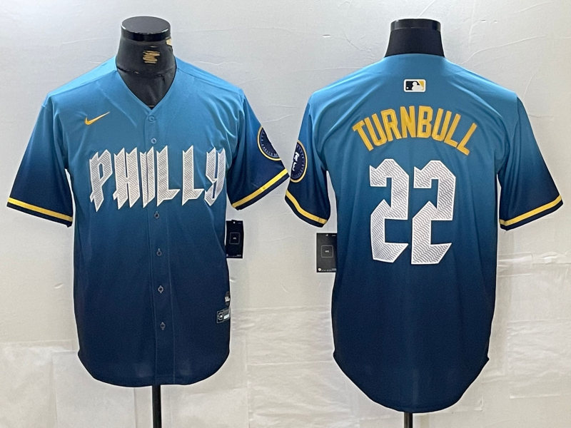Men's Philadelphia Phillies #22 Spencer Turnbull Blue 2024 City Cool Base Jersey