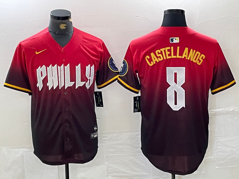 Men's Philadelphia Phillies #8 Nick Castellanos Red 2024 City Cool Base Jersey