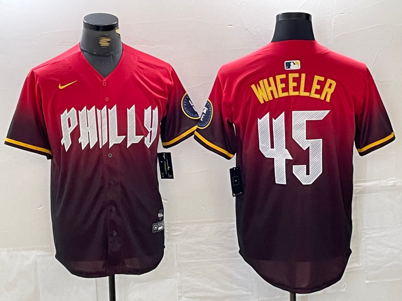 Men's Philadelphia Phillies #45 Zack Wheeler Red 2024 City Cool Base Jersey