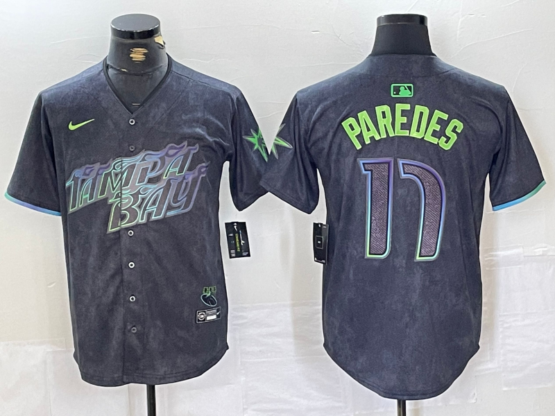 Men's Tampa Bay Rays #17 Isaac Paredes Charcoal 2024 City Connect Limited Cool Base Jersey