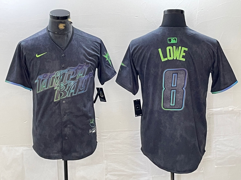 Men's Tampa Bay Rays #8 Brandon Lowe Charcoal 2024 City Connect Limited Cool Base Jersey