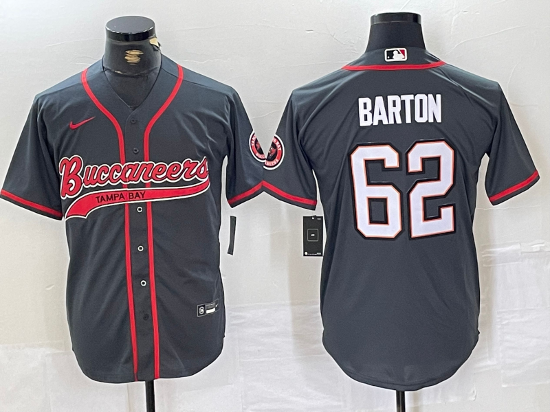 Men's Tampa Bay Buccaneers #62 Graham Barton Grey Cool Base Stitched Baseball Jersey