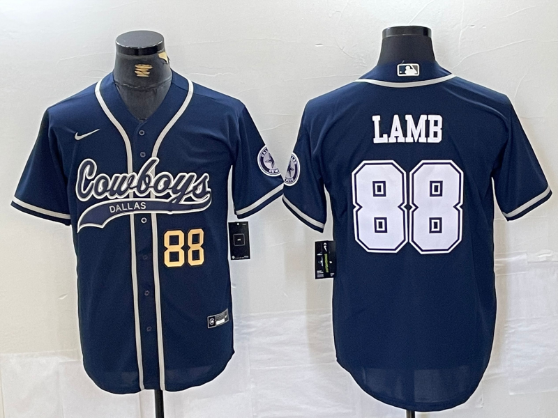Men's Dallas Cowboys #88 CeeDee Lamb Navy Cool Base Stitched Baseball Jerseys