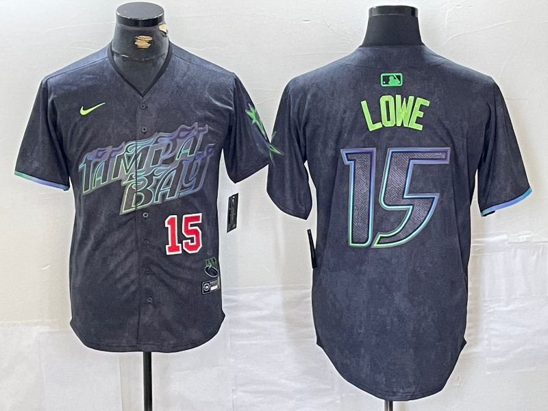 Men's Tampa Bay Rays #15 Josh Lowe Number Charcoal 2024 City Connect Limited Stitched Jerseys