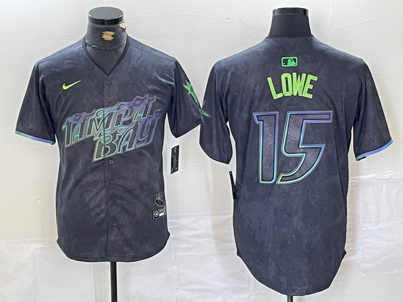 Men's Tampa Bay Rays #15 Josh Lowe Charcoal 2024 City Connect Limited Stitched Jersey