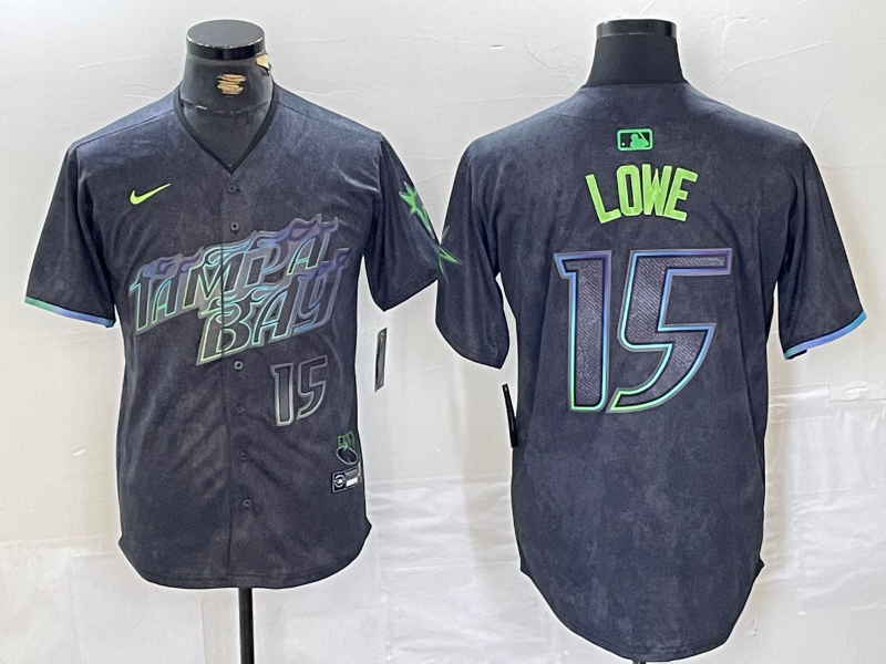Men's Tampa Bay Rays #15 Josh Lowe Number Charcoal 2024 City Connect Limited Stitched Jersey