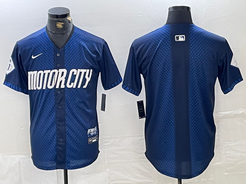 Men's Detroit Tigers Blank 2024 Navy City Connect Cool Base Limited Stitched Jersey