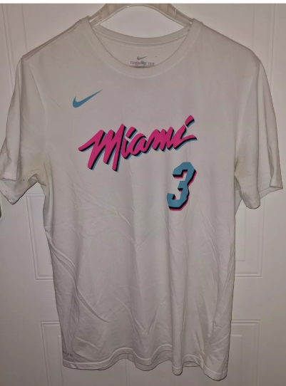 Men's Custom Miami Heat White T-Shirt