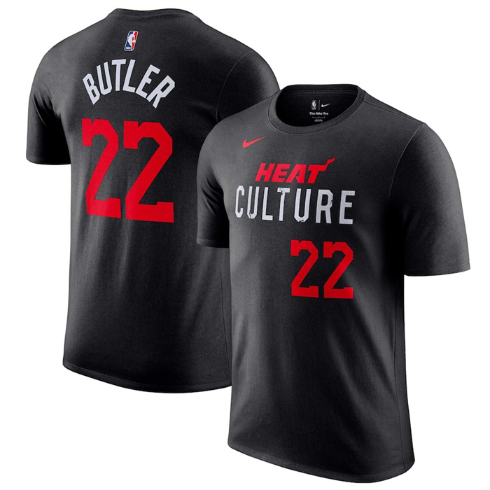 Men's Miami Heat #22 Jimmy Butler Black 2023-24 City Edition Name & Number T-Shirt