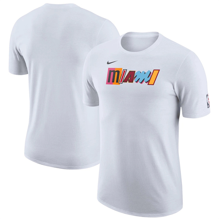 Men's Miami Heat White 2022-23 City Edition Essential Warmup T-Shirt