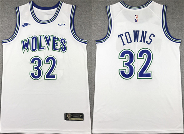 Men's Minnesota Timberwolves #32 Karl-Anthony Towns White City Edition Stitched Jersey