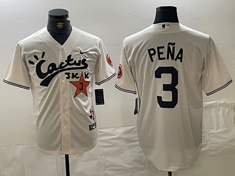 Men's Houston Astros #3 Jeremy Pena Cream Cactus Jack Vapor Premier Stitched Baseball Jersey