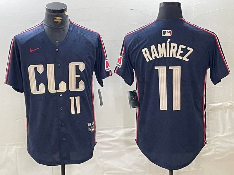 Men's Cleveland Guardians #11 Jose Ramirez Number Navy 2024 City Connect Limited Stitched Jersey