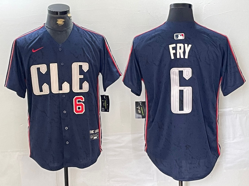 Men's Cleveland Guardians #6 David Fry Number Navy 2024 City Connect Limited Stitched Jersey