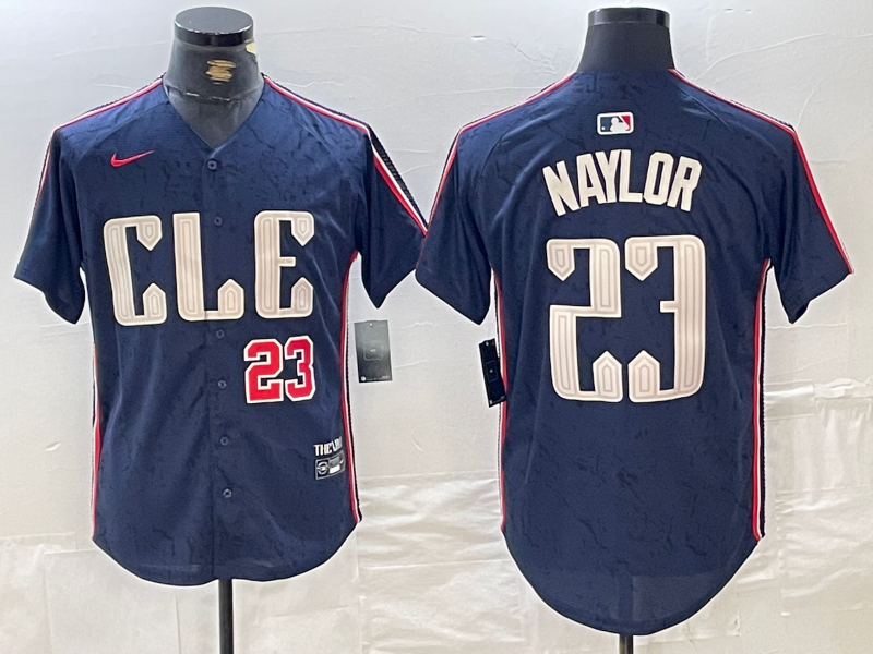 Men's Cleveland Guardians #23 Josh Naylor Number Navy 2024 City Connect Limited Stitched Jersey