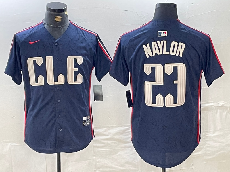 Men's Cleveland Guardians #23 Josh Naylor Navy 2024 City Connect Limited Stitched Jersey